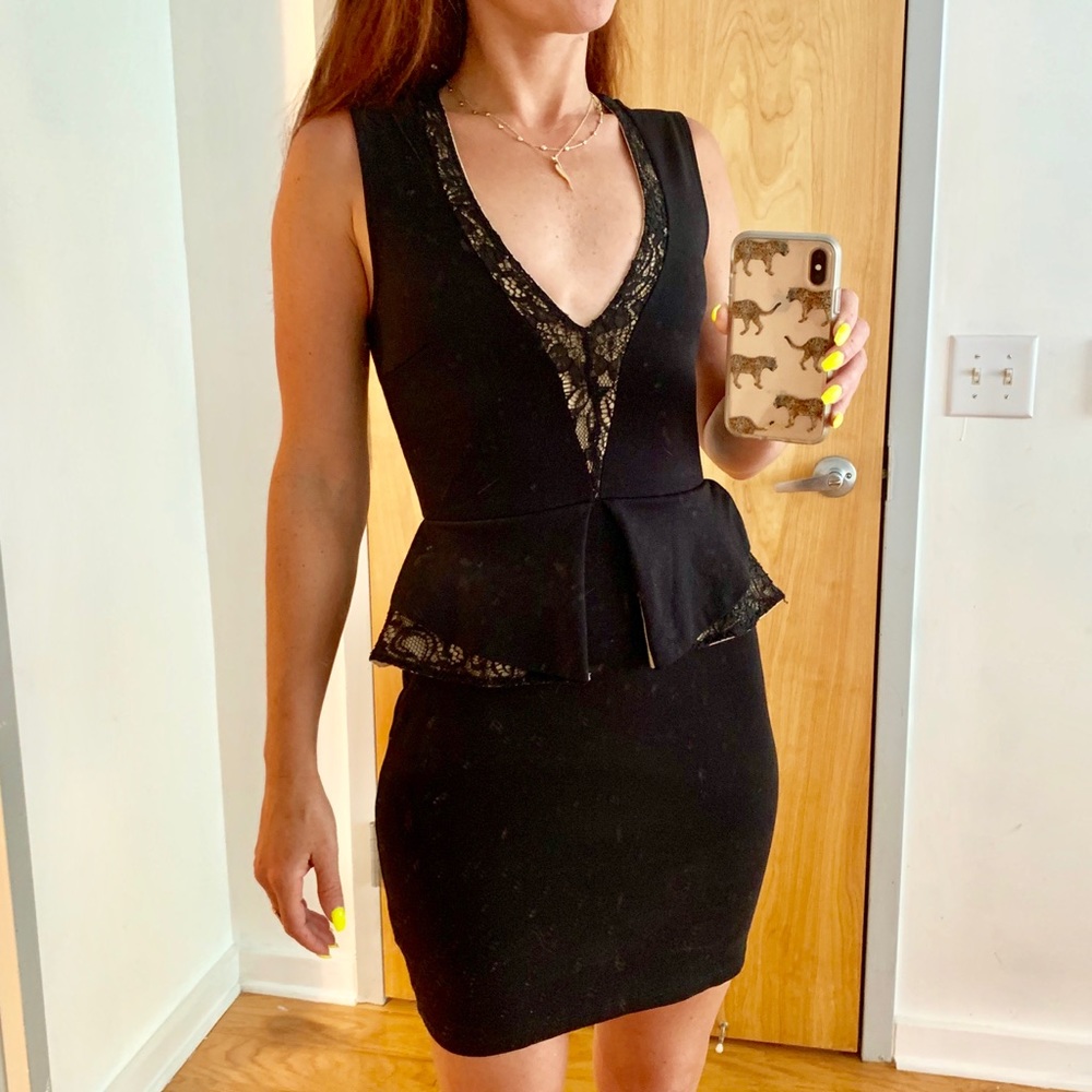Guess black lace peplum dress